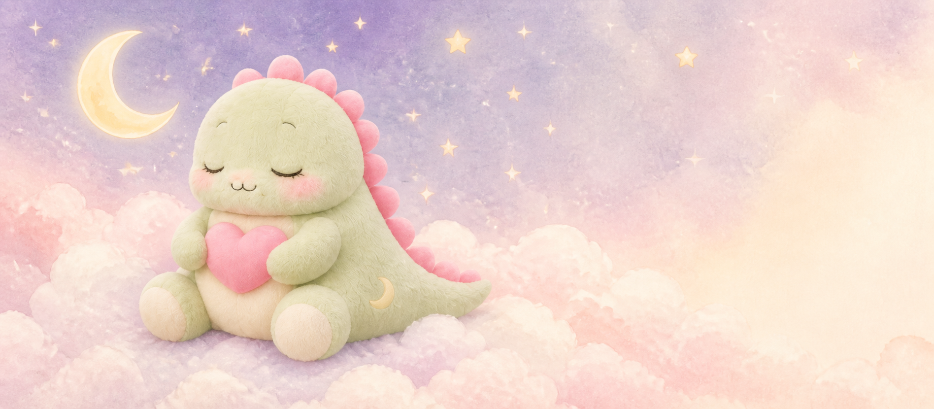 Lumi plush on soft bedtime clouds
