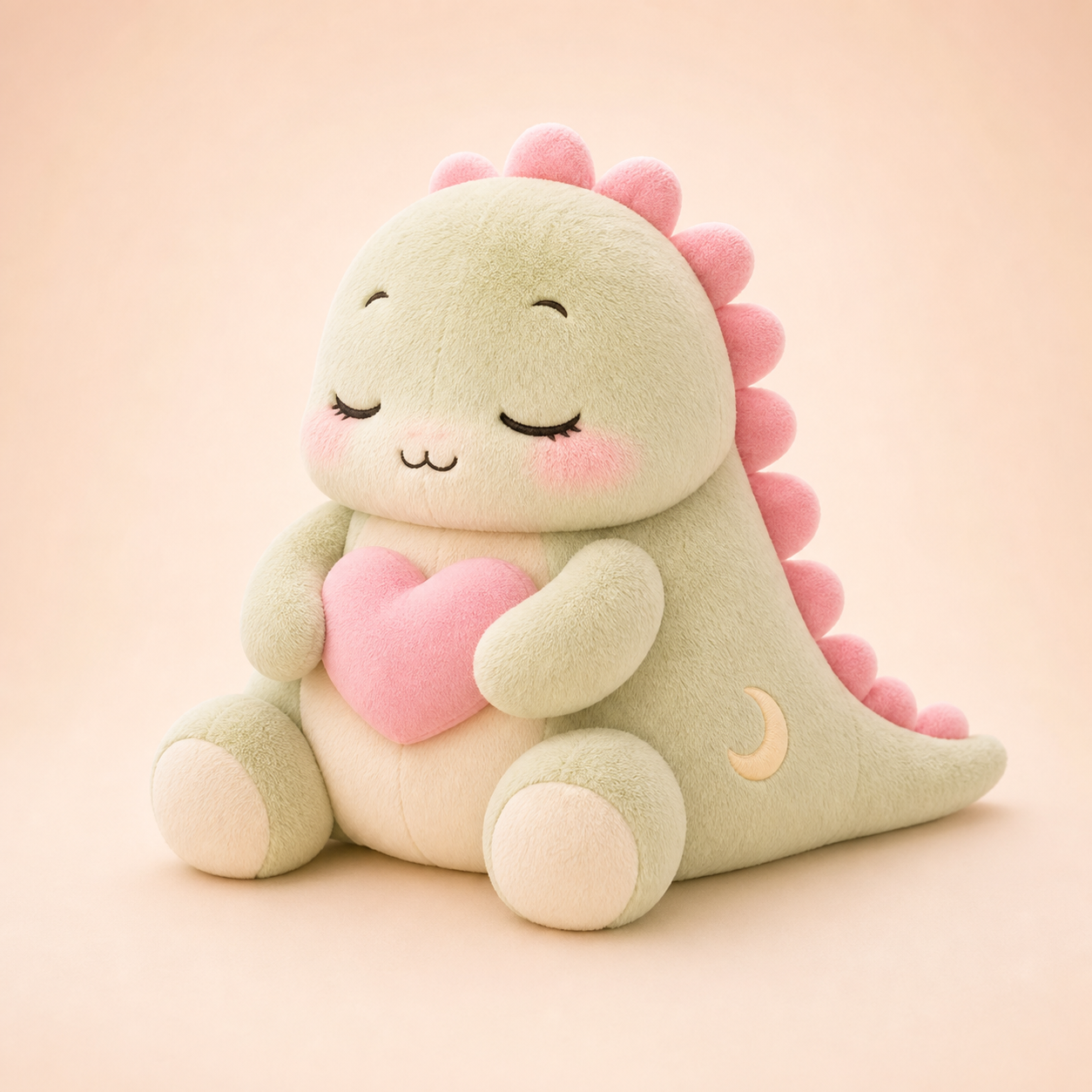 Lumi weighted plush holding a pink heart